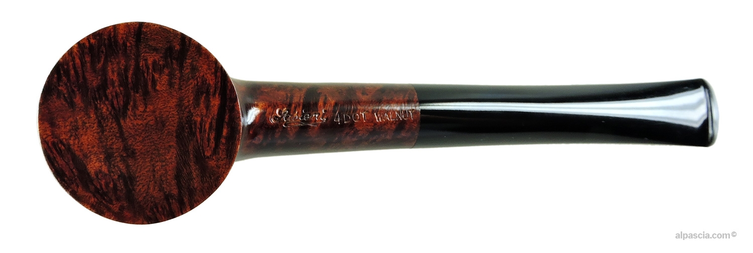 Pipa Sasieni 4 Dot Walnut Cherrywood - Vista inferiore della base piatta da appoggio con punzonature Sasieni 4 Dot