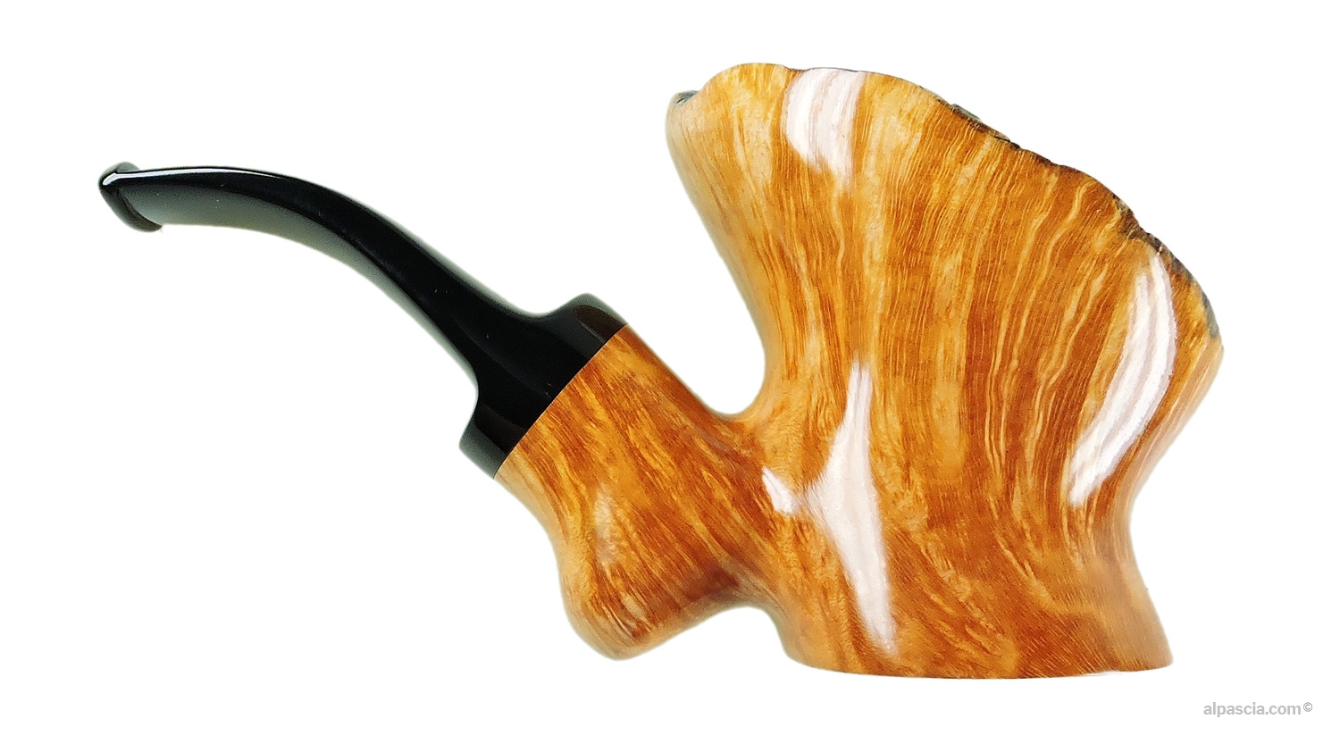 Valbruna Natural Smooth Calypso 2 Jellyfish Pipe - Right side view highlighting blonde natural smooth grain
