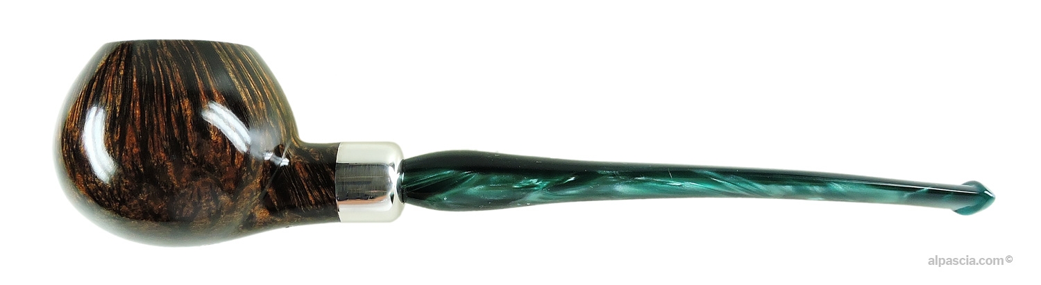 Valbruna Smooth Brown Prince 1 Jellyfish Pipe - Straight smooth profile with sterling silver ring and marbled stem