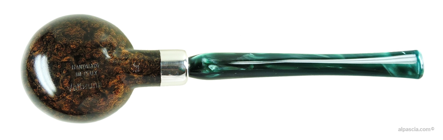 Valbruna Smooth Brown Prince 1 Jellyfish Pipe - Bottom view displaying cylindrical shank and official Valbruna stampings
