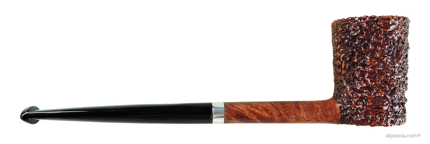 Ser Jacopo R1 A Rusticated Poker Pipe - Right side view highlighting deep rustic texture on the cylindrical bowl