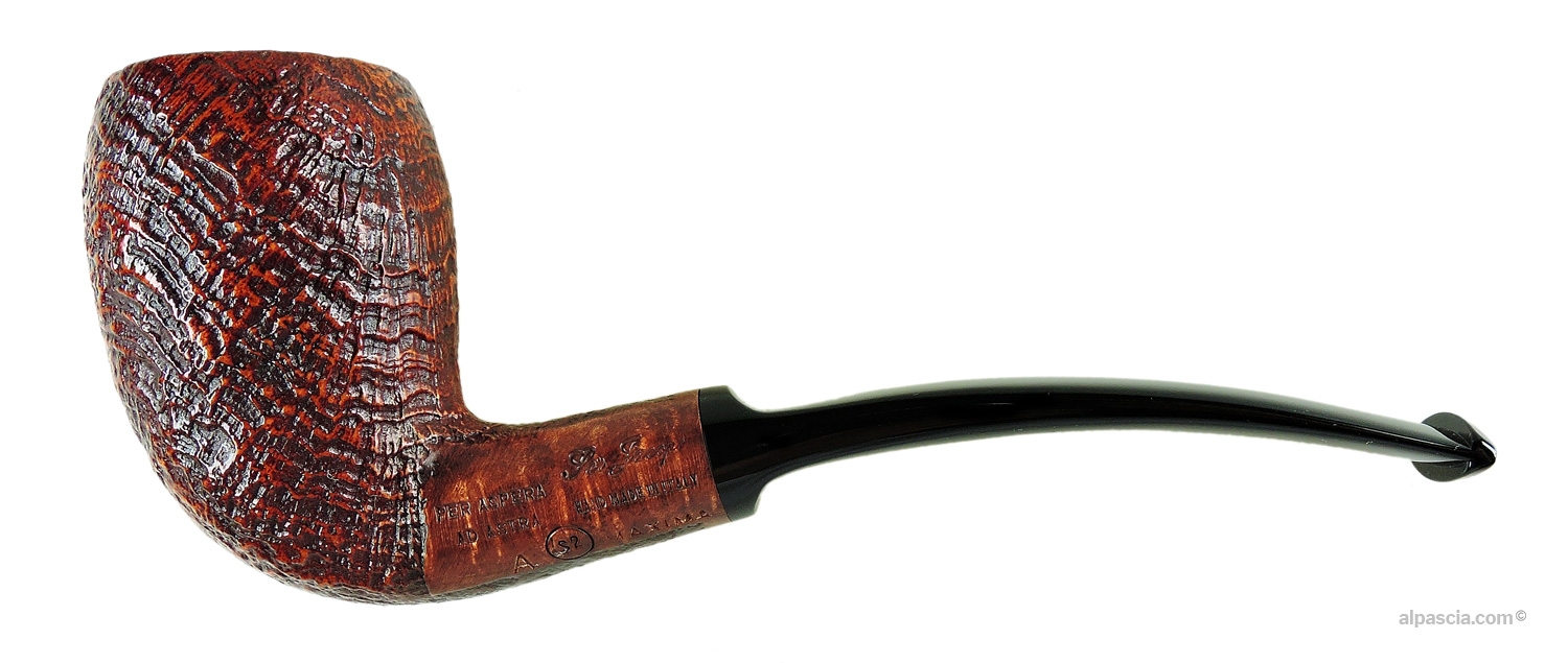 Ser Jacopo S2 A Maxima Chimney Pipe - Bent sandblasted profile with extra-large bowl and black acrylic stem