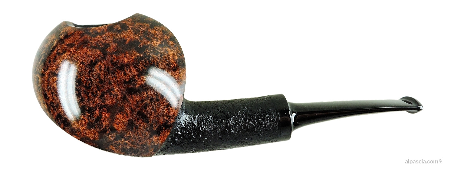 Ken Dederichs Semi-Sandblasted Freehand Pipe - Right side view highlighting dual smooth and sandblasted finish
