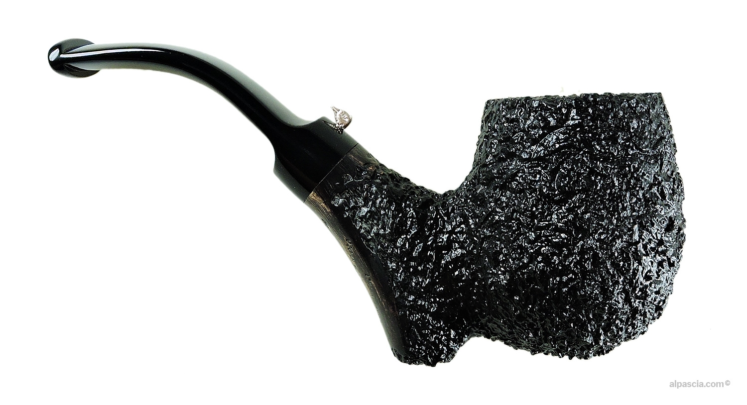 L'Anatra Rusticated Bent Pipe - Right side view highlighting organic Freehand architecture and tactile briar texture