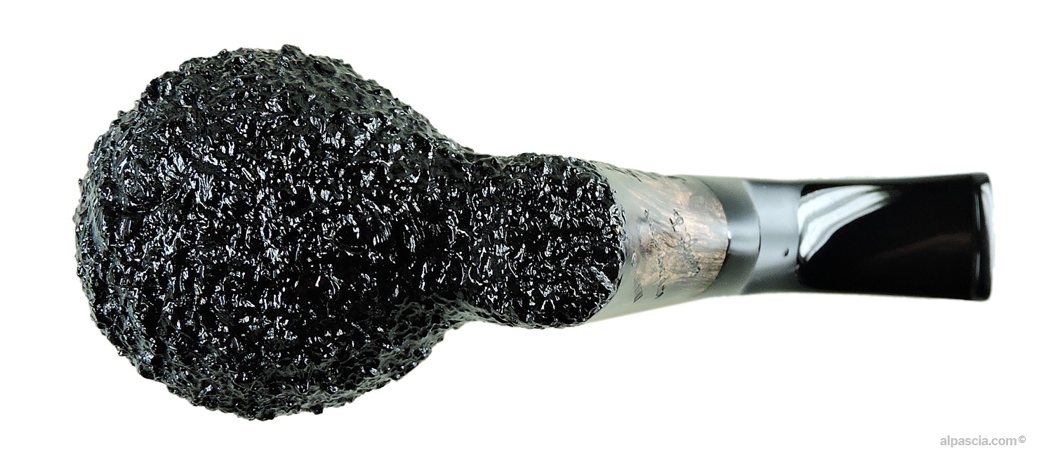 L'Anatra Rusticated Bent Freehand Pipe - Bottom view displaying organic shank lines and official maker stampings