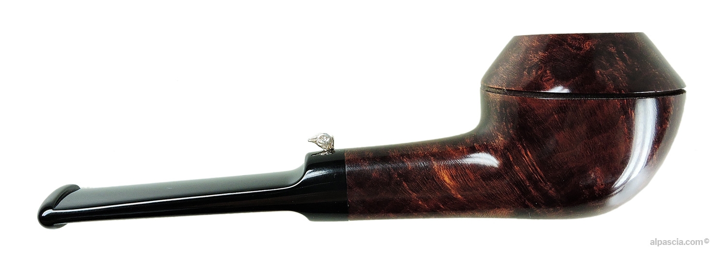 L'Anatra 1 Uovo Smooth Bulldog Pipe - Right side view highlighting natural briar grain and twin bowl grooves