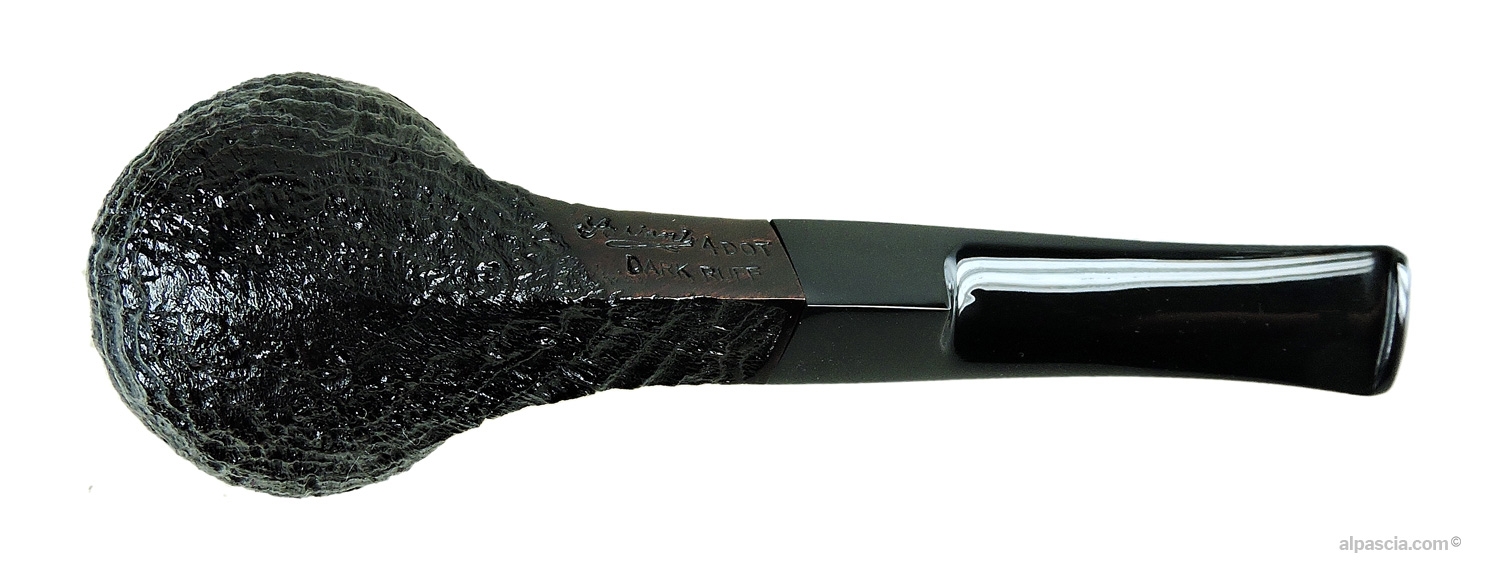 Sasieni 4 Dot Dark Ruff Rhodesian Pipe - Bottom view displaying round shank and official Sasieni 4 Dot stampings