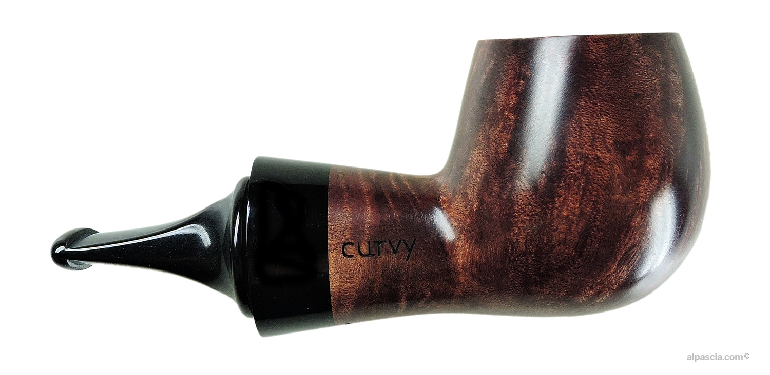 Pipa Al Pascià Curvy Walnut 02 Reverse Calabash - Vista destra che risalta la finitura noce
