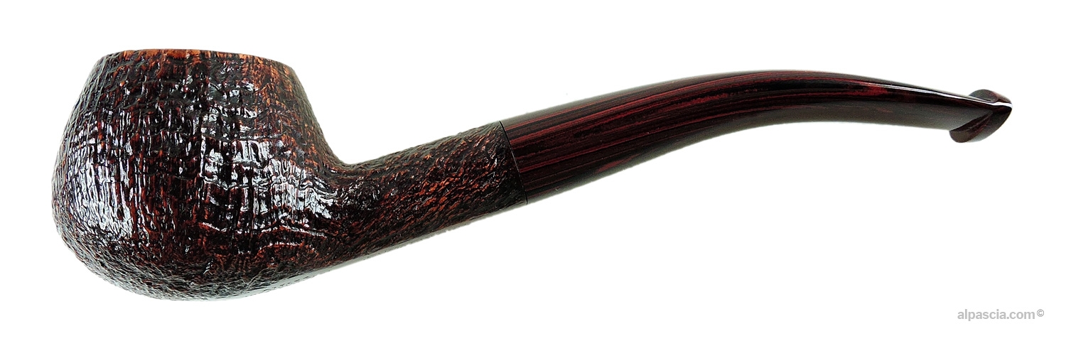 Pipa Dunhill The White Spot Cumberland 5128 - Profilo Diplomat semi-curvo sabbiato con bocchino cumberland