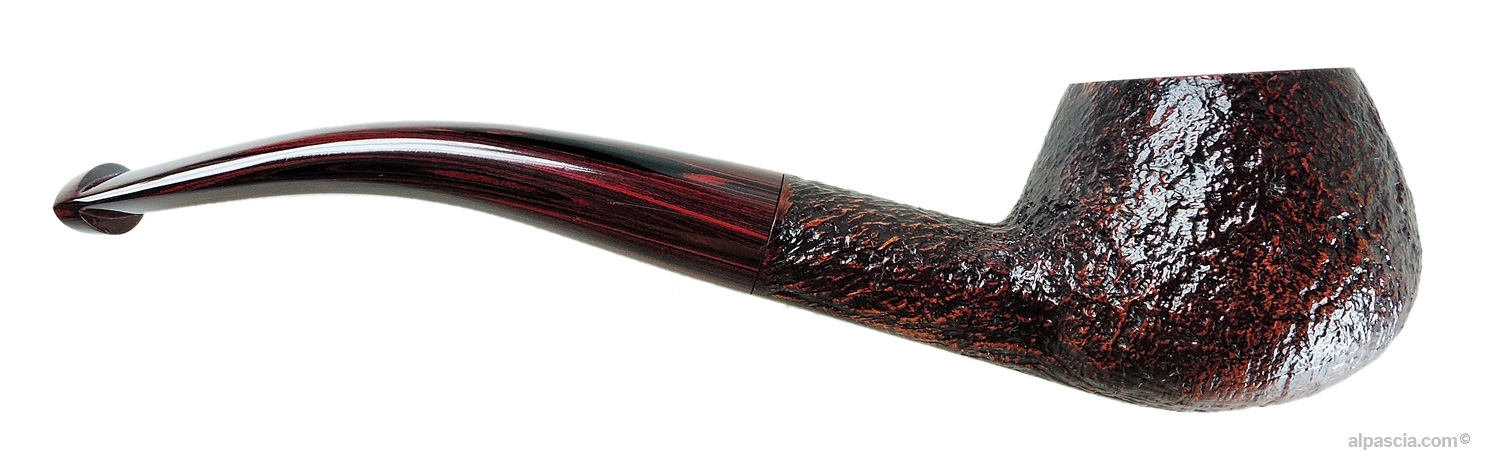 Pipa Dunhill The White Spot Cumberland 5128 - Vista destra che risalta la sabbiatura bruna e il cannello ovale