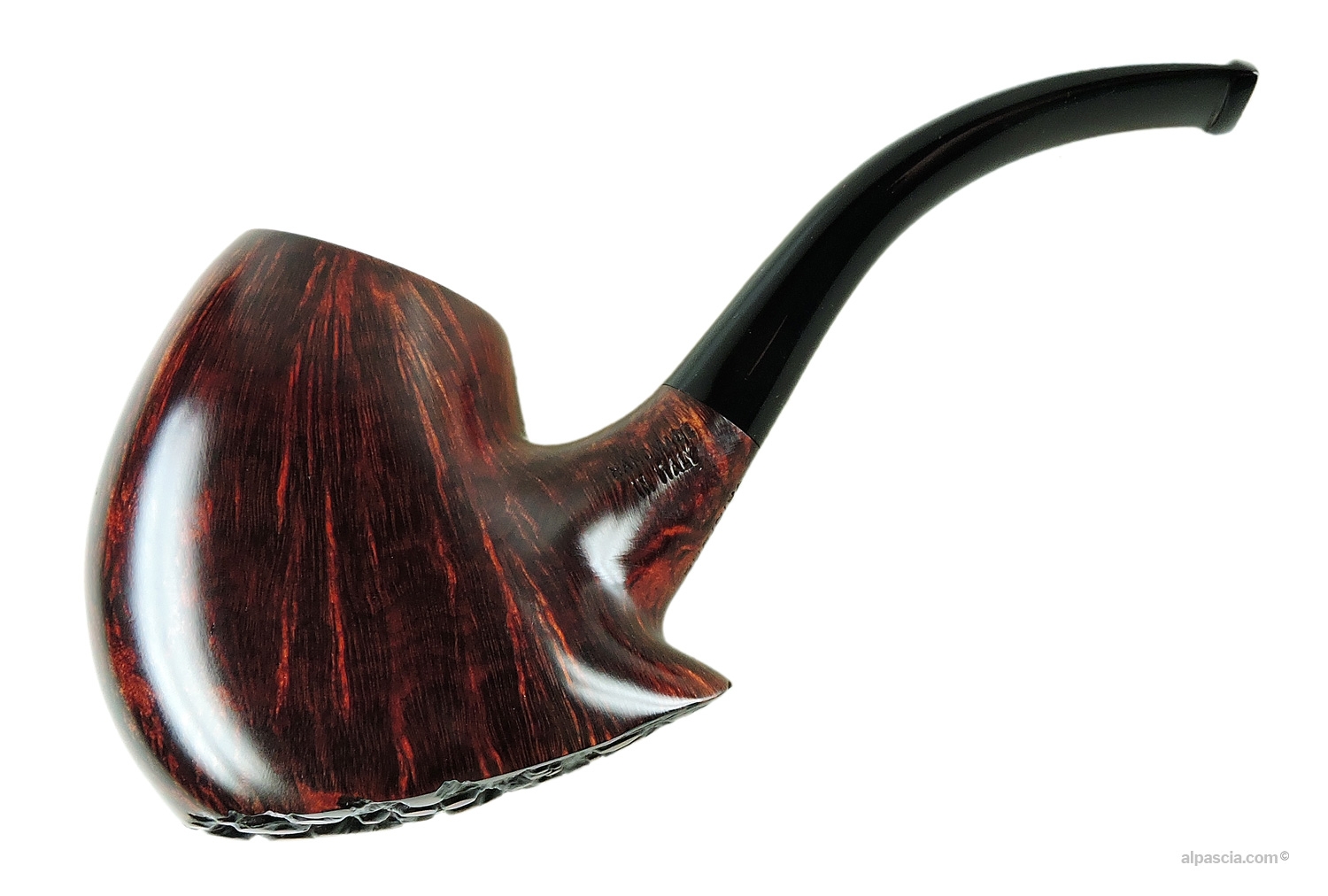 Valbruna Smooth Brown 2 Jellyfish Pipe - Bent Freehand profile with smooth finish and black acrylic stem