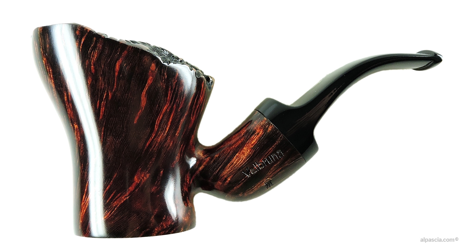 Valbruna Smooth Brown 1 Jellyfish Pipe - Bent Freehand profile with smooth finish and black acrylic stem