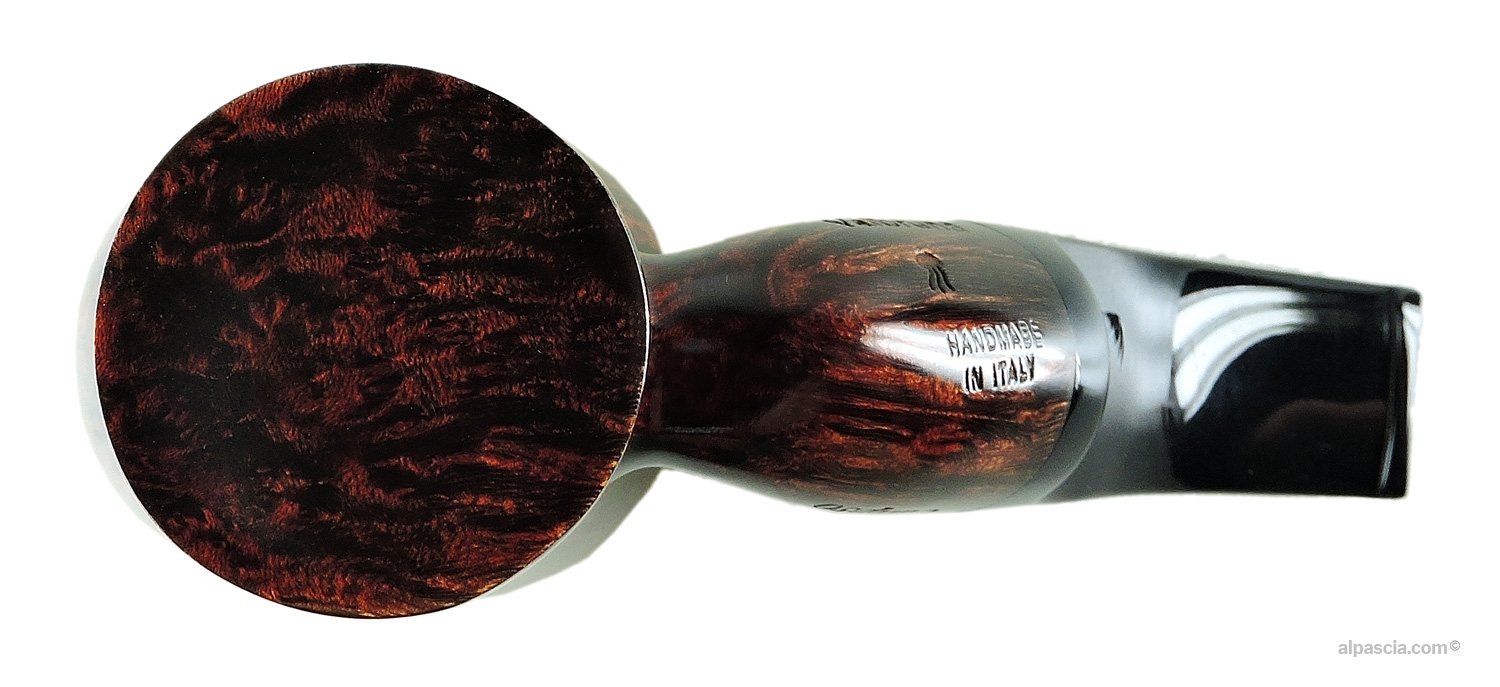 Valbruna Smooth Brown 1 Jellyfish Pipe - Bottom view displaying smooth shank lines and maker's stampings