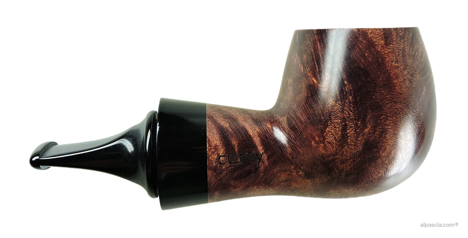 Al Pascià Curvy Walnut Model 02 Pipe - Right side view highlighting rich walnut stain and chubby proportions