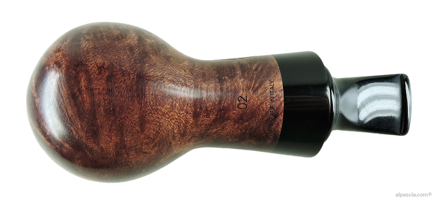 Al Pascià Curvy Walnut Model 02 Pipe - Bottom view displaying broad shank and official Al Pascià Curvy stampings