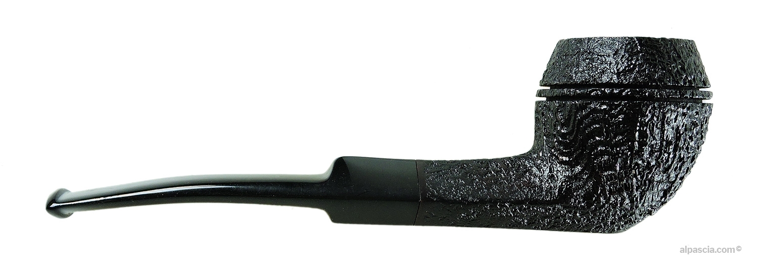 Sasieni 4 Dot Dark Ruff Pipe - Right side view highlighting deep rustic sandblast texture and diamond shank