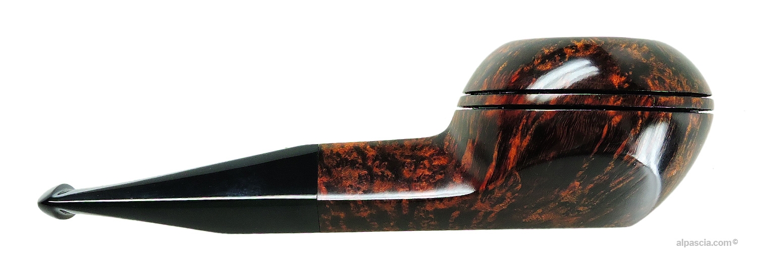 Sasieni 4 Dot Walnut Pipe - Right side view highlighting rich natural grain and twin bowl accent grooves