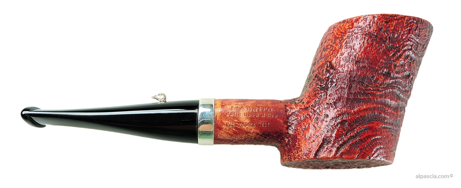 L'Anatra Sandblasted Poker Pipe - Right side view highlighting rich sandblasted briar texture