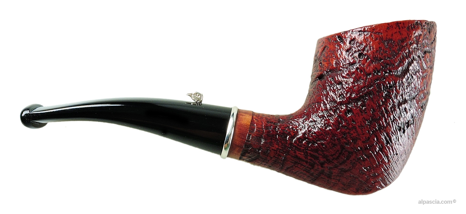 L'Anatra Sandblasted Freehand Pipe - Right side view highlighting organic carving and deep sandblasted grain