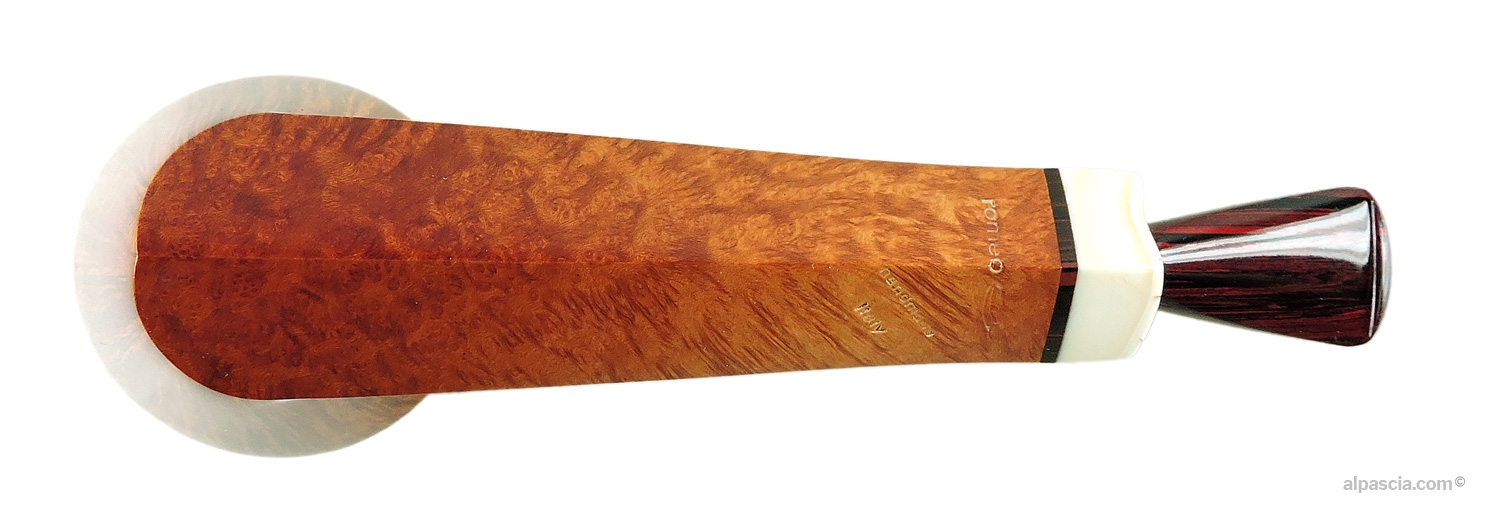 Mimmo Romeo Smooth Dublin Pipe - Bottom view displaying faceted shank lines and artisan maker's mark