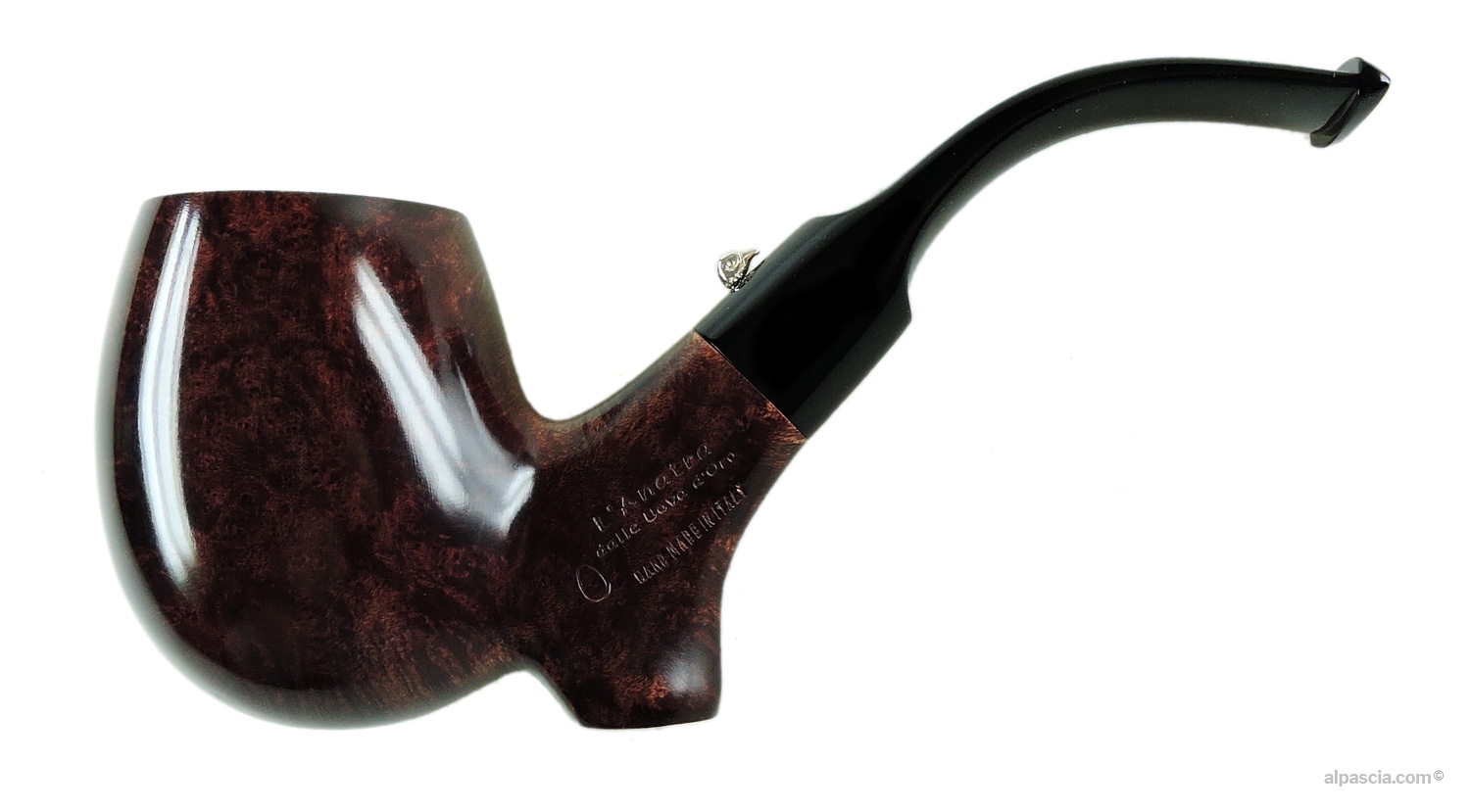 L'Anatra 1 Egg Freehand Pipe - Smooth bent profile with elegant black acrylic stem