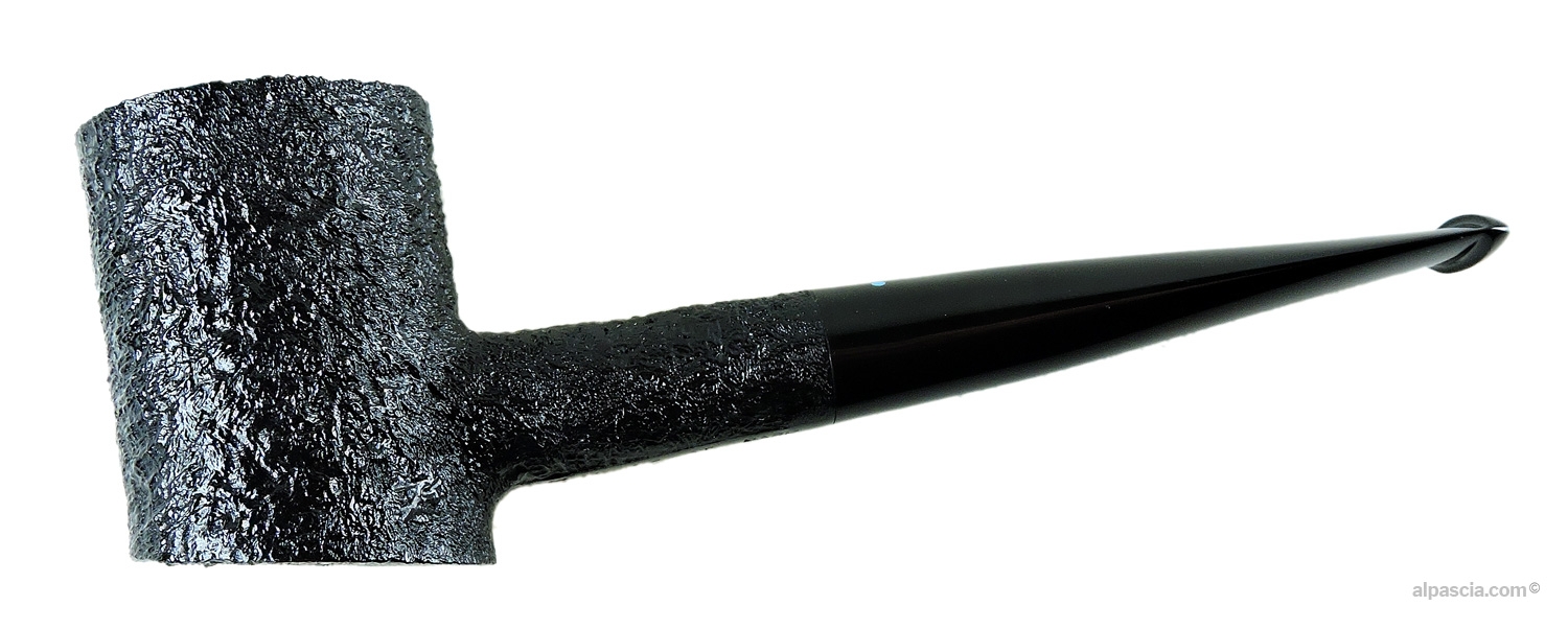 Sasieni 4 Dot Dark Cherrywood Pipe - Semi-bent sandblasted profile with black ebonite stem and 4 blue dots