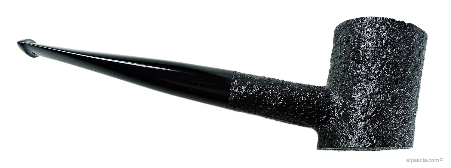 Sasieni 4 Dot Dark Cherrywood Pipe - Right side view highlighting deep sandblasted texture and flat sitter base