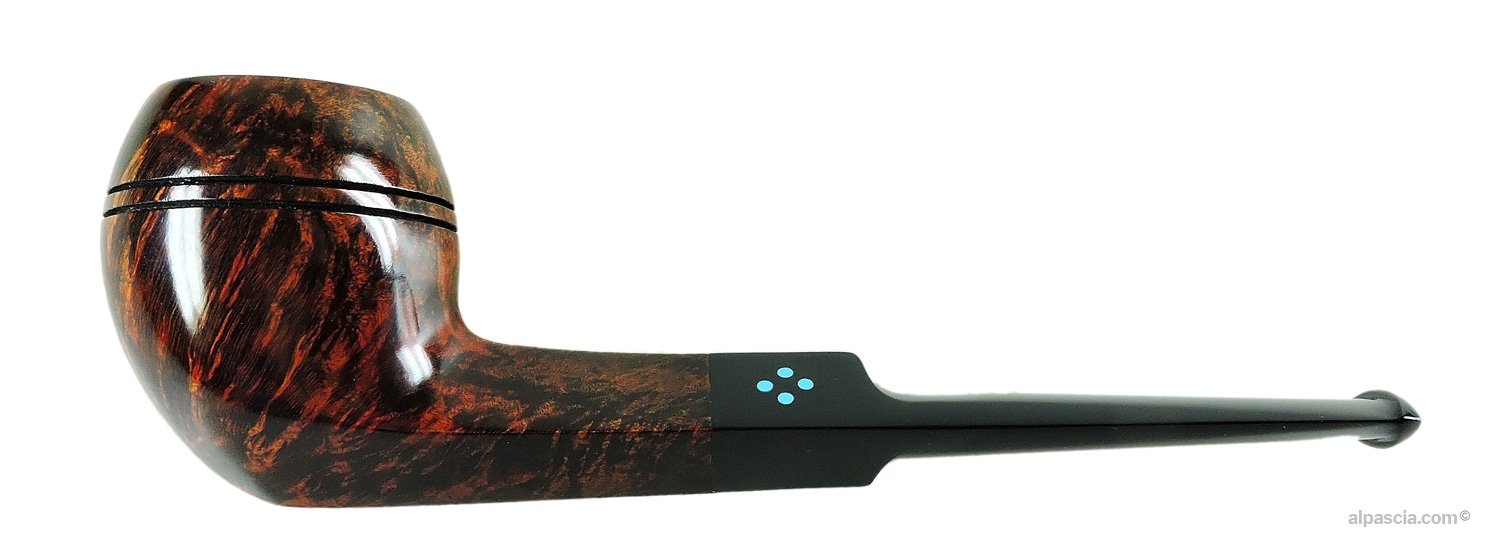 Pipa Sasieni 4 Dot Walnut Bulldog - Profilo dritto liscio noce con cannello a diamante e bocchino nero