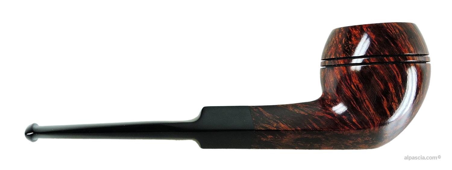Pipa Sasieni 4 Dot Walnut Bulldog - Vista destra che risalta le scanalature del fornello e la finitura noce