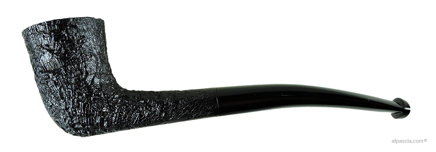 Dunhill Shell Briar 3421 Pipe - Semi-bent Zulu profile in dark sandblast with ebonite stem and White Spot