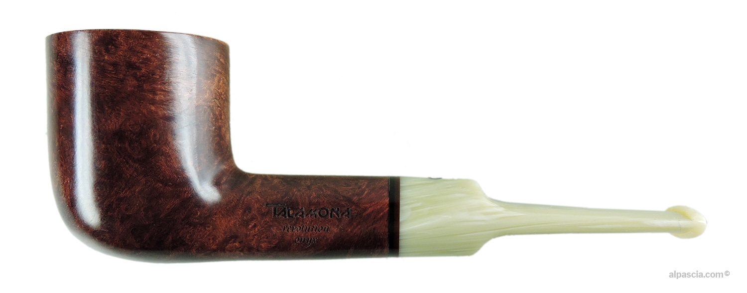 Pipa Talamona Revolution Onyx Pot - Profilo dritto liscio con bocchino colorato marezzato e foro 9mm