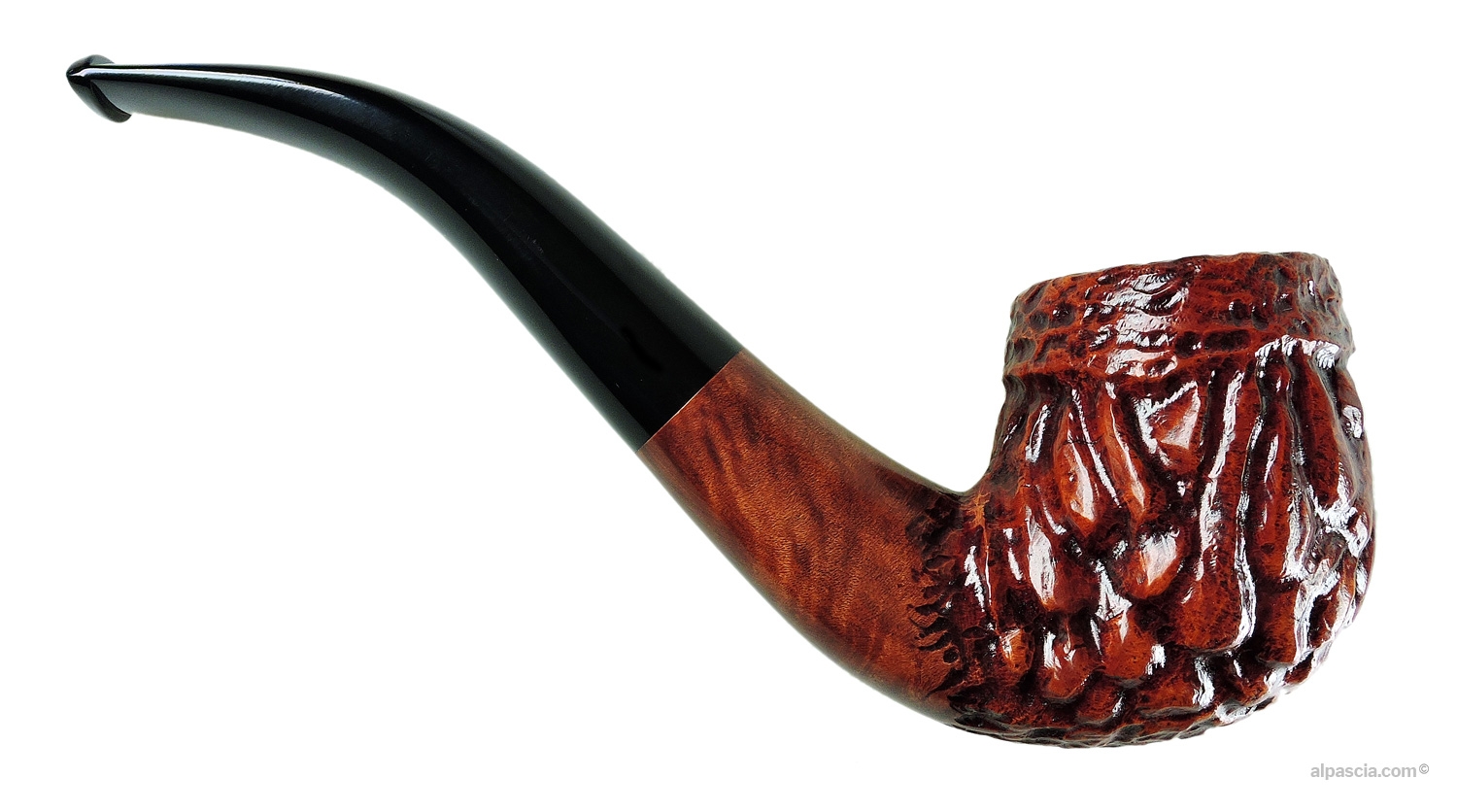Ser Jacopo Unigena Rowlette B 2 Maxima Pipe - Right side view highlighting contrast between Rowlette texture and smooth briar
