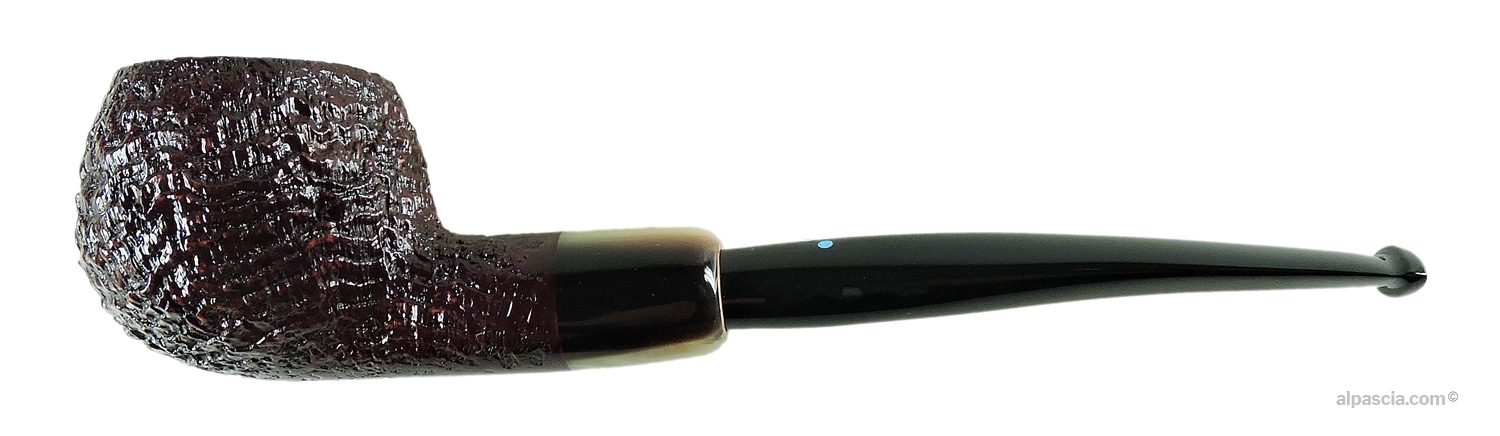 Sasieni 4 Dot Walnut Pipe - Straight dark sandblasted profile with army mount horn ferrule and acrylic stem
