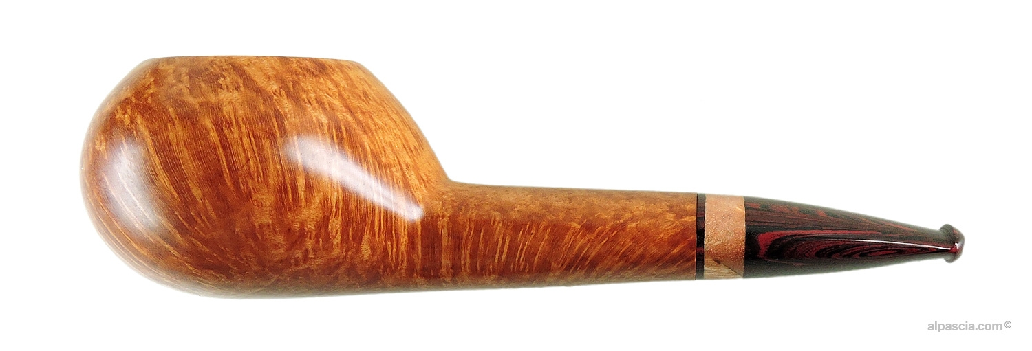 Sauro Squat Tomato Pipe - Straight smooth profile with flattened oval shank and red-grained cumberland stem