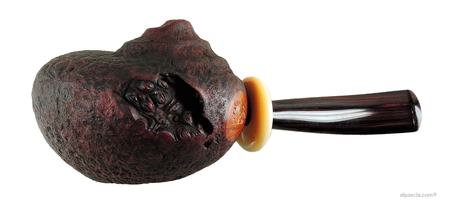 Bisonte Pascolini Nautilus Pipe - Bottom view displaying organic shank lines and official Pascolini stampings