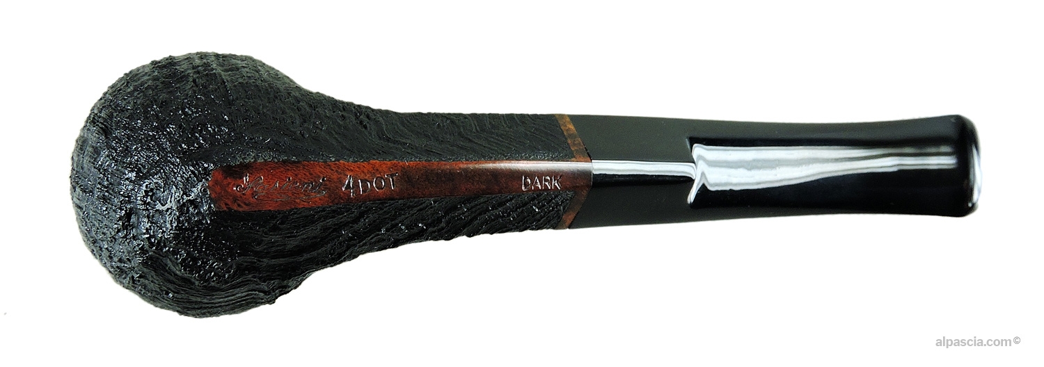 Sasieni 4 Dot Dark Rhodesian Pipe - Bottom view of shank displaying official Sasieni 4 Dot stampings