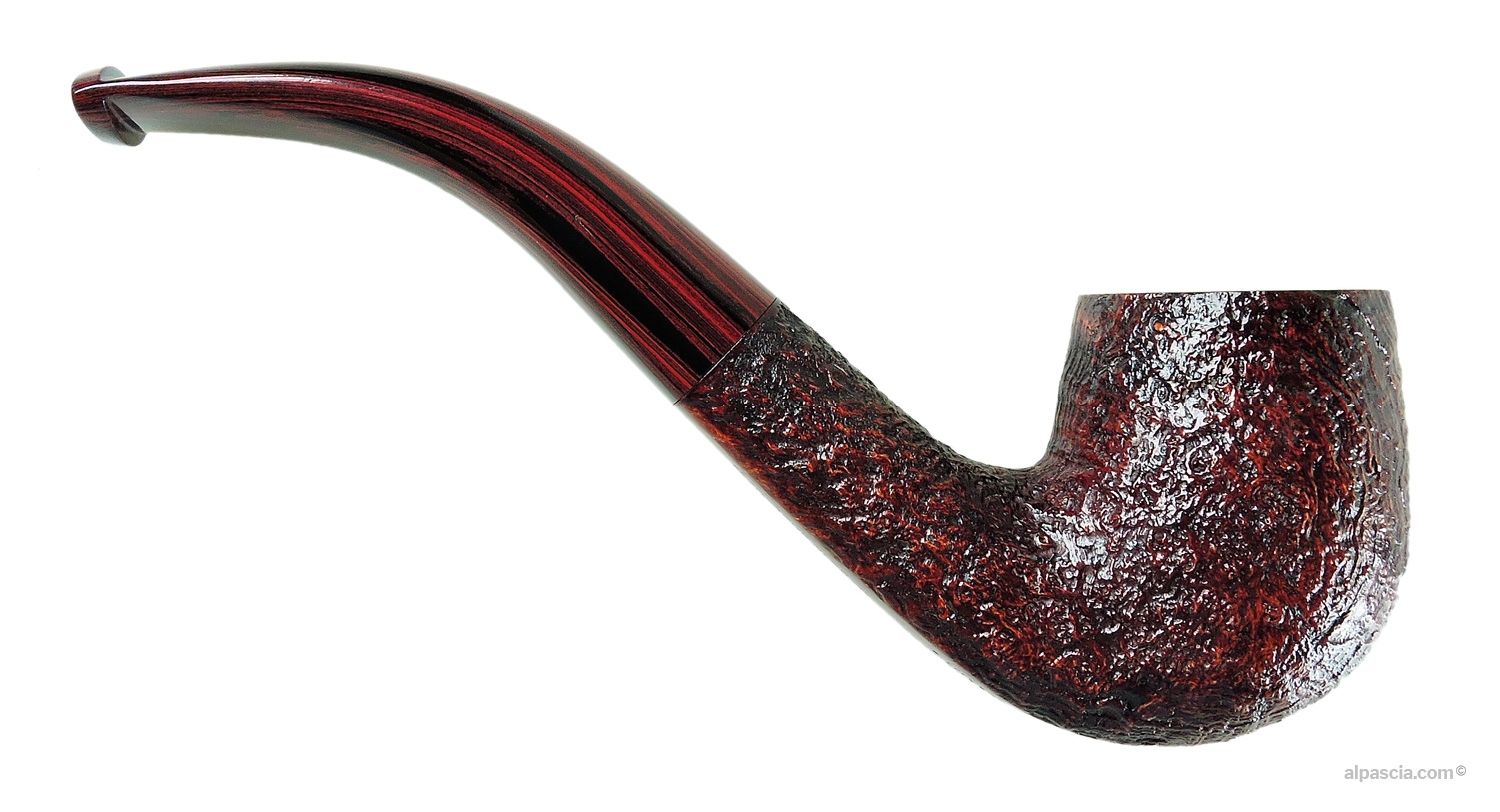 Dunhill Cumberland 3102 Billiard Pipe - Right side view highlighting brown sandblasted texture and bent lines