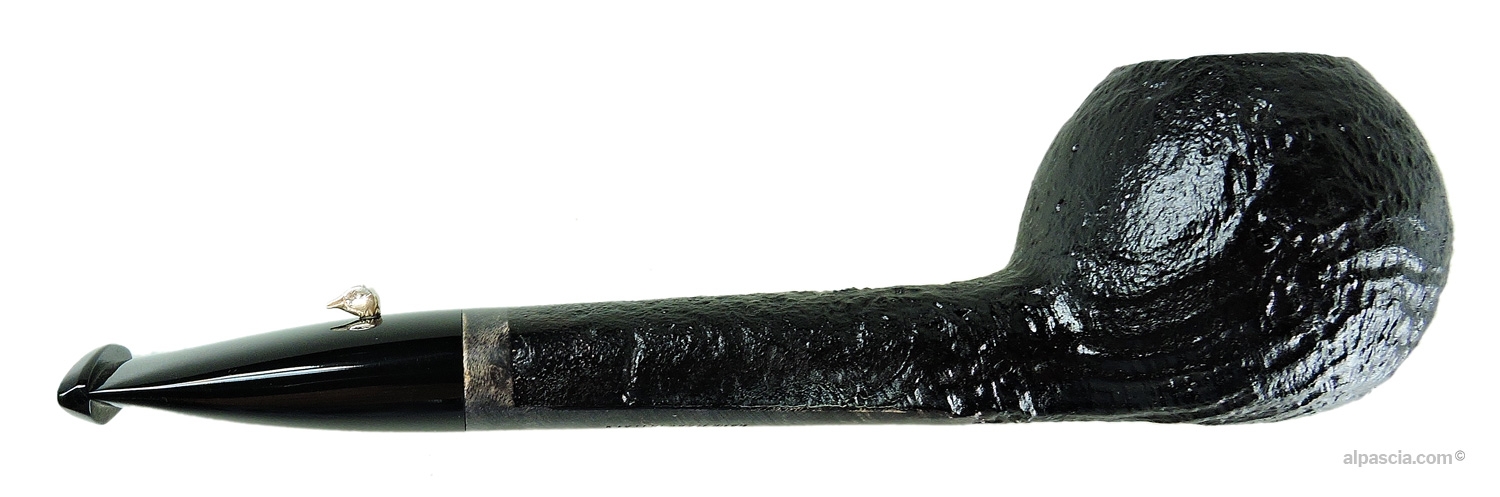 Pipa L'Anatra Sabbiata Free Form - Vista destra che risalta la finitura sabbiata e le linee del cannello ovale