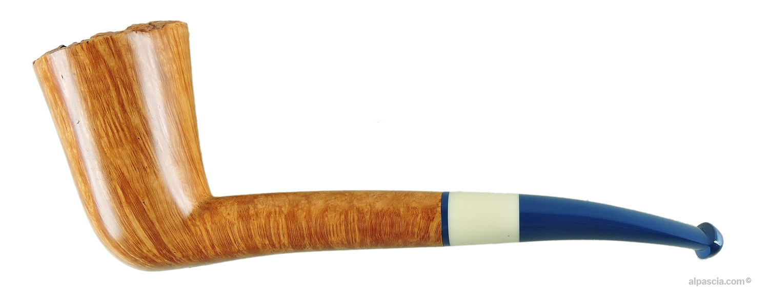 Pipa Sauro Naturale - Profilo semi-curvo liscio naturale con ghiera in elforyn e bocchino in ebanite blu