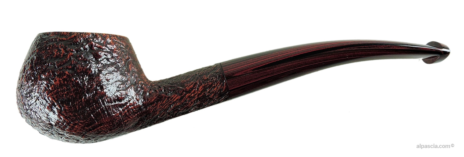 Dunhill Cumberland 5128 Diplomat Pipe - Sandblasted semi-bent profile with smooth rim and cumberland stem