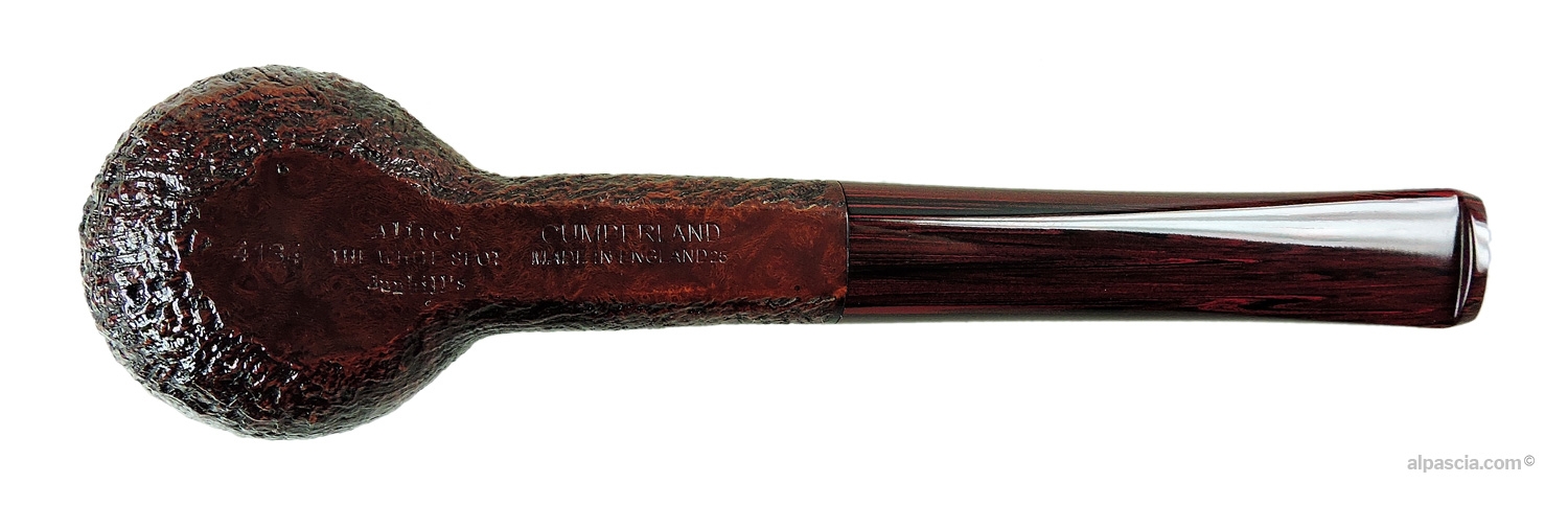 Dunhill Cumberland 4134 Brandy Pipe - Bottom view of shank displaying official Dunhill White Spot stampings