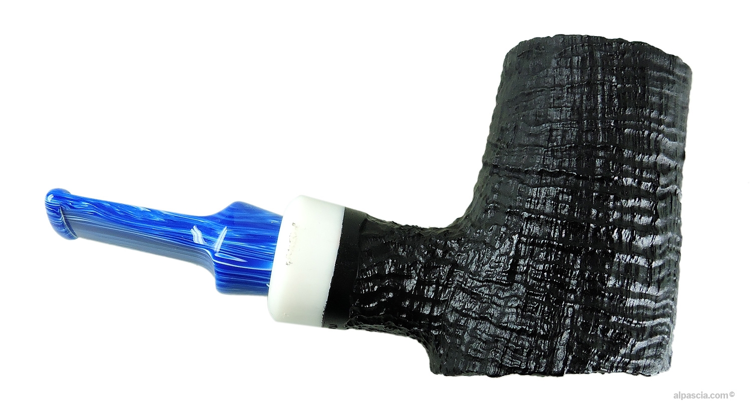 Talamona Mini Reverse Sandblasted Pipe - Right side view highlighting rich sandblasted texture and flat-bottom base